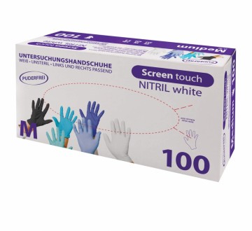 Nitril engangshanske. Screen Touch. Farge: hvit. Antall: 100.
